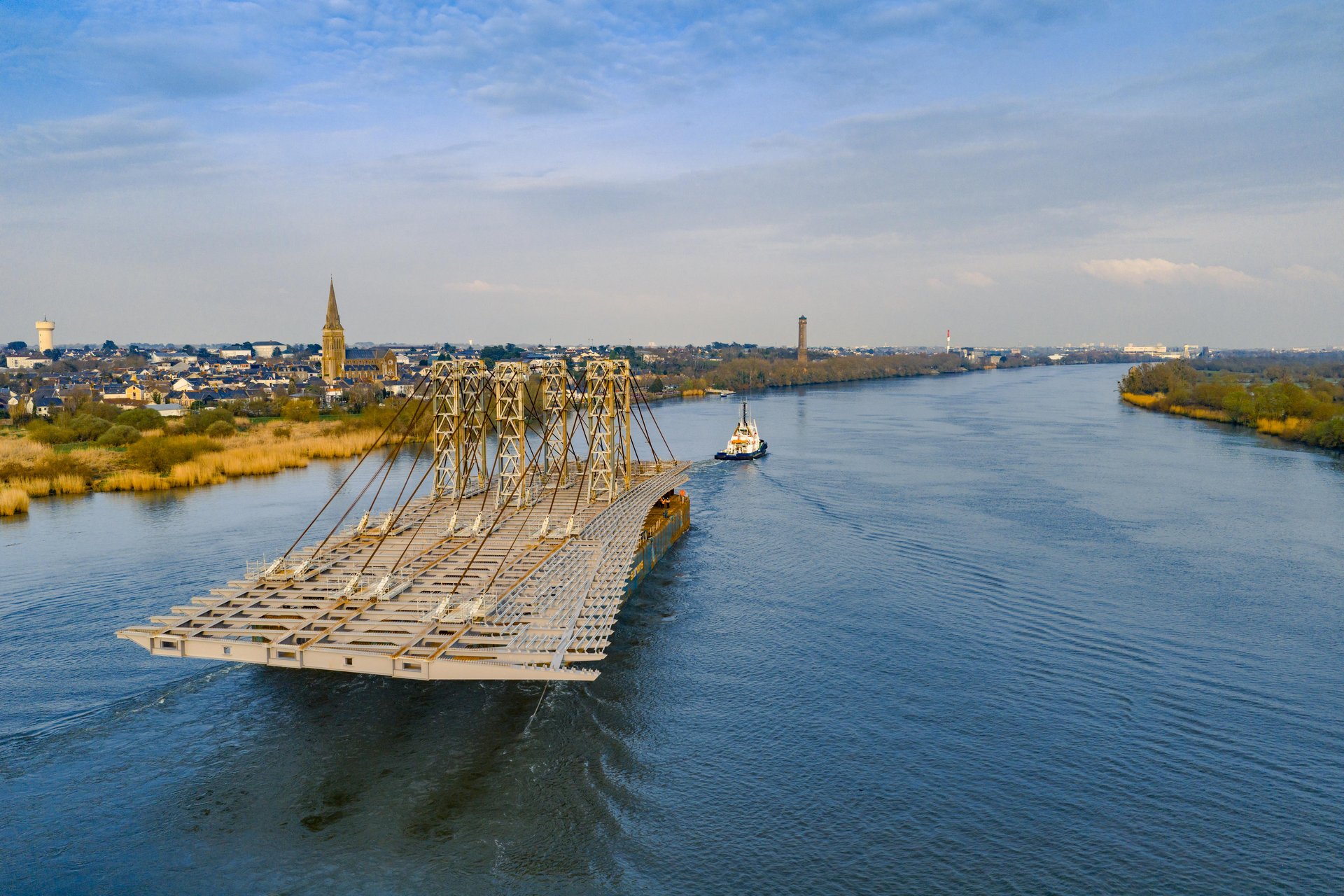 Gael Arnaud - Pont Anne de Bretagne - Floating the bridge into position.