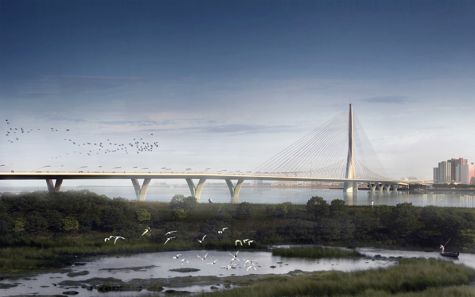 Visualization - Zaha Hadid Architects - Danjiang Bridge, New Taipei