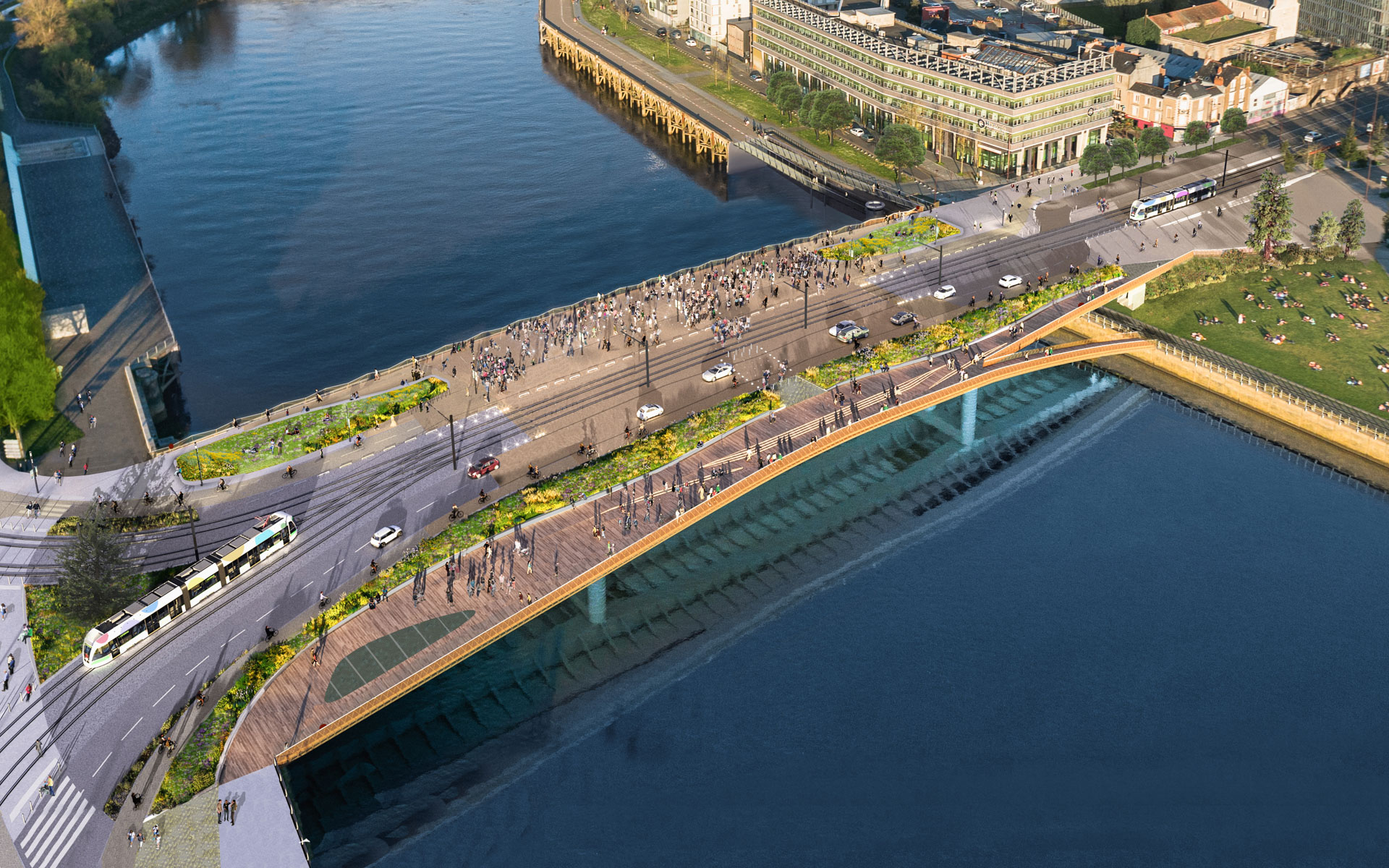 Visualization - Pont Anne de Bretagne, Nantes - Feichtinger Architects