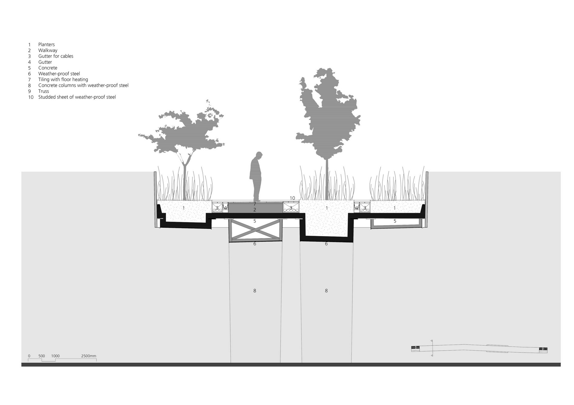 Cross-section of the bridge - Paleisbrug, 's-Hertogenbosch