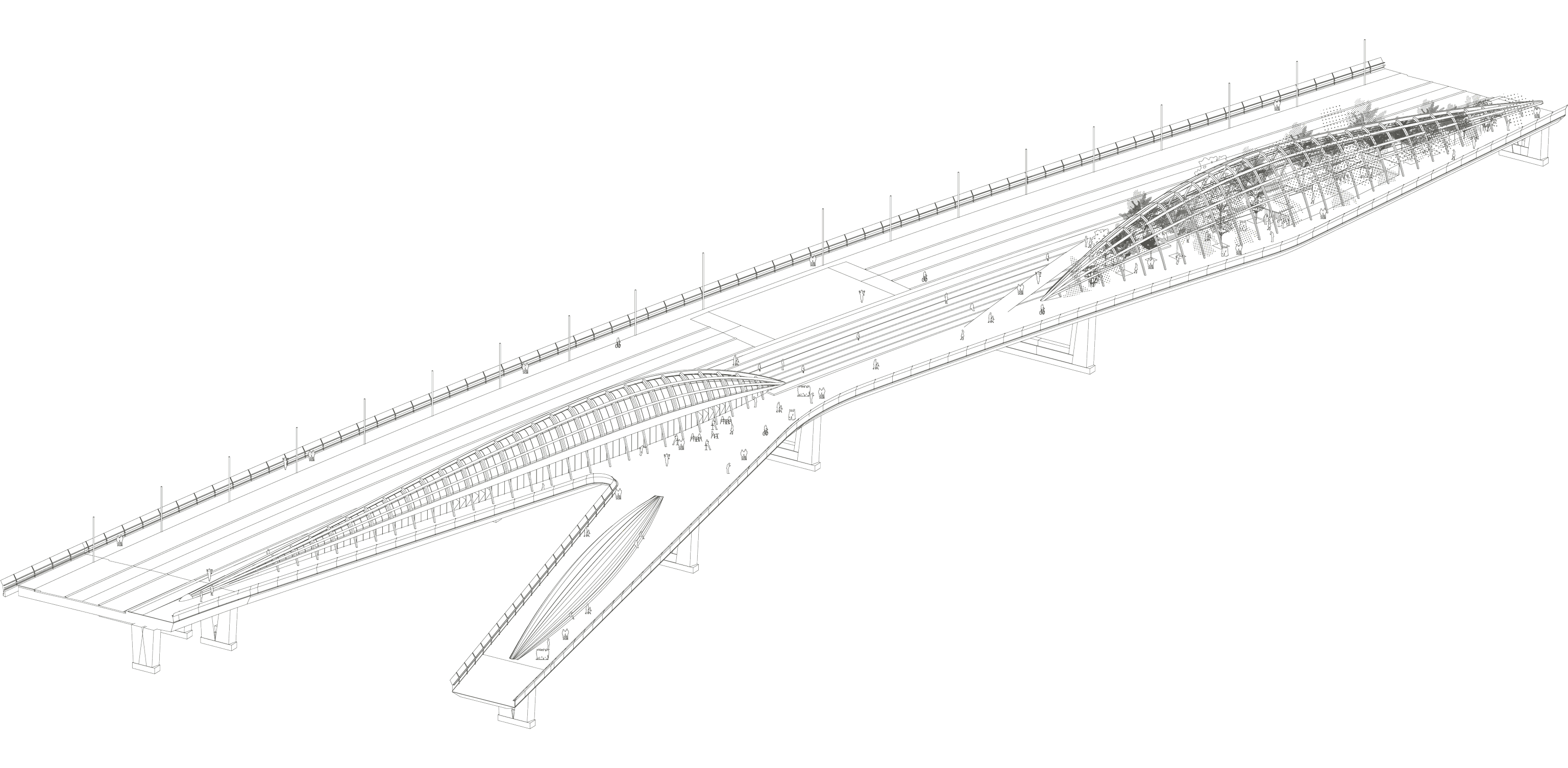 Schematic drawing of the bridge - Franchissement urbain Pleyel, Saint-Denis